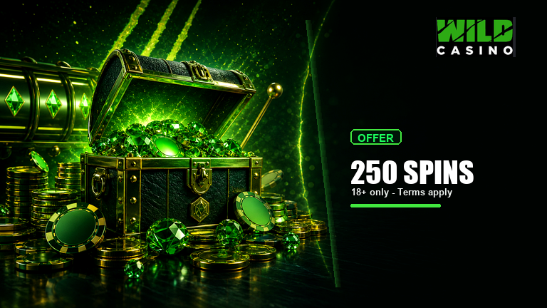 Wild Casino 250 free spins welcome offer visual